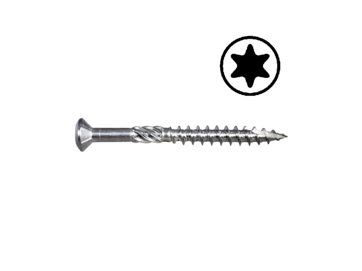 RVS vlonderschroef, Deeldraad, TX25, 5.0x60mm (100 stuks)